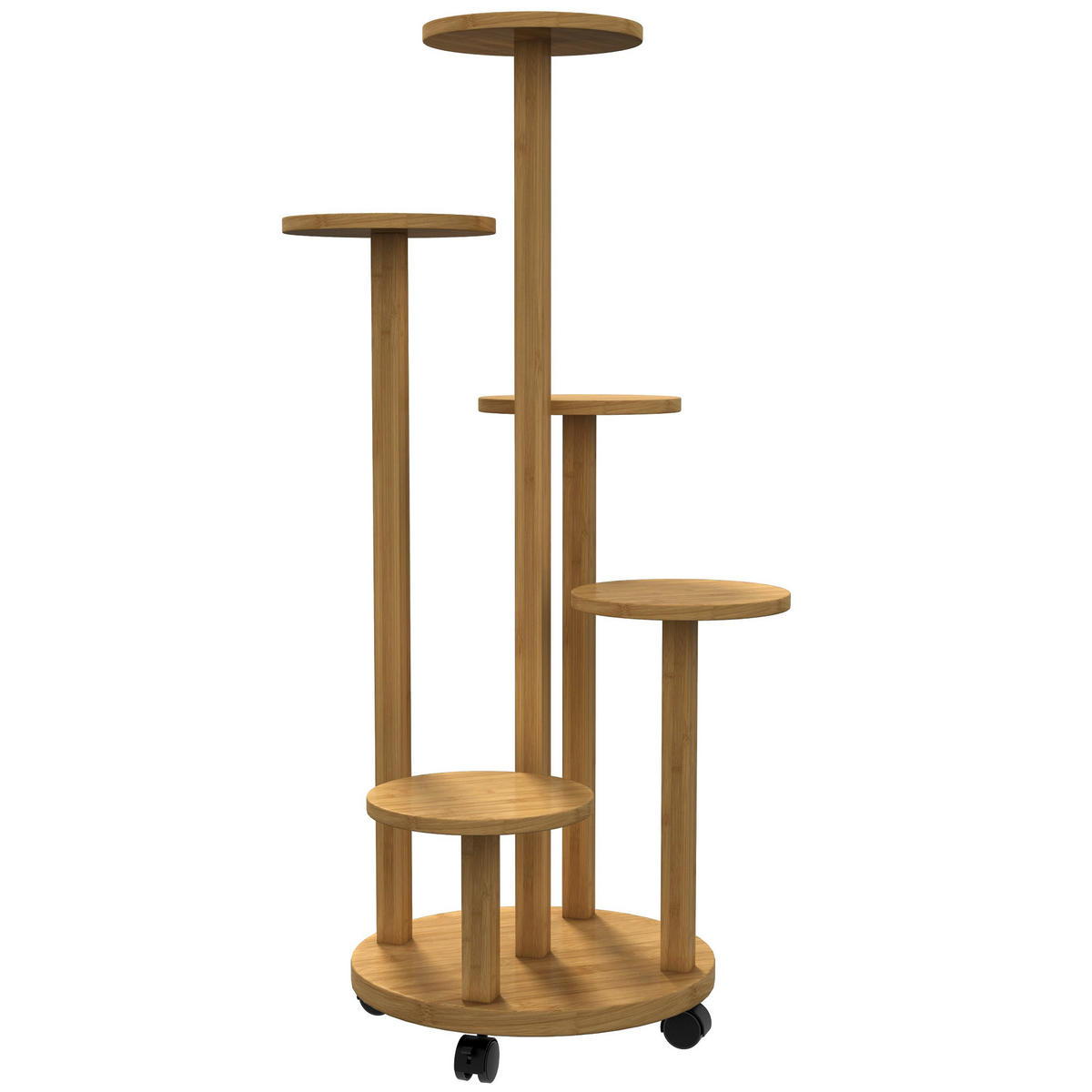 BLUMENTREPPE DE-12159 5-stufig, rund, Bambus Natur - Naturfarben, Naturmaterialien (33/90/33cm) - ComfortXL