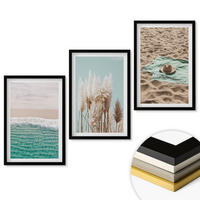 WANDBILDER 3er-Set - 40x60 cm Schwarzer Rahmen - Strandwellen Grashut - Schwarz, Kunststoff (40/60cm) - ArtPrintCave