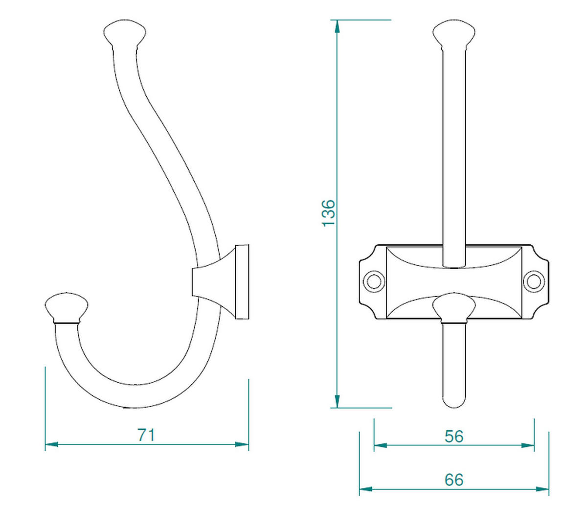 GARDEROBENHAKEN Oris Kleiderhaken Kupfer antik Wandhaken Garderobe Vintage - Kupferfarben, Metall (6.6/13.6/13.6cm) - Livingpoint24