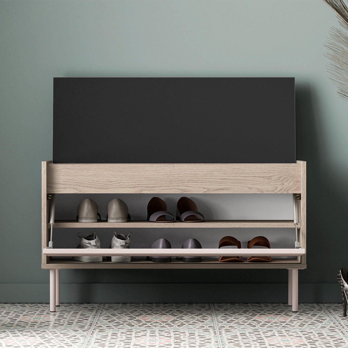 SCHUHMÖBEL Alos Kaschmir und Holz - Beige, Holzwerkstoff (90/55/34cm) - Petits-meubles