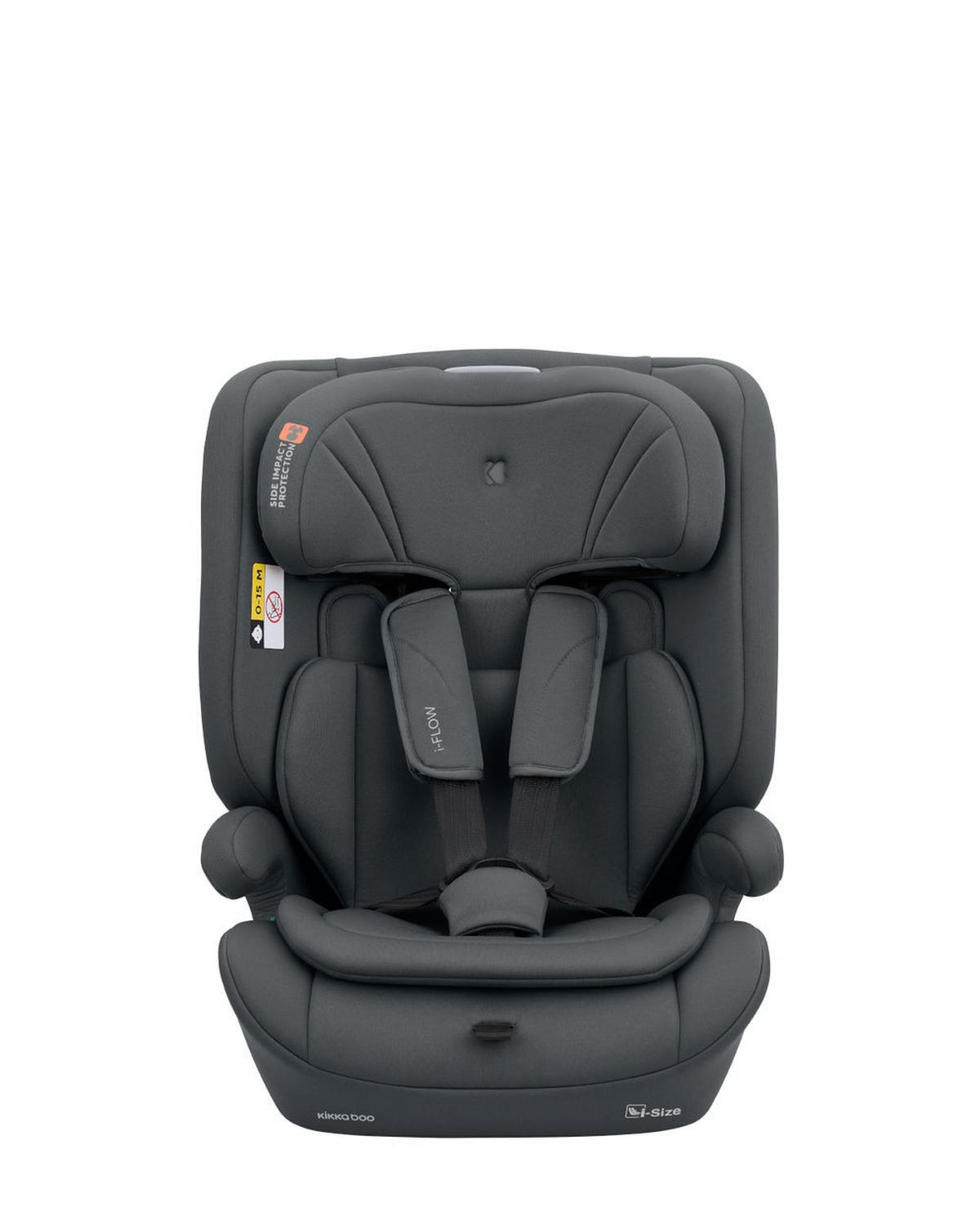 KINDERSITZ i-Flow (76-150cm) grau i-Size, verstellbare Kopfstütze, 5-Punkt-Gurt, Polyester, Seitenschutz - Grau, Kunststoff (29/59/49cm) - Kikka boo