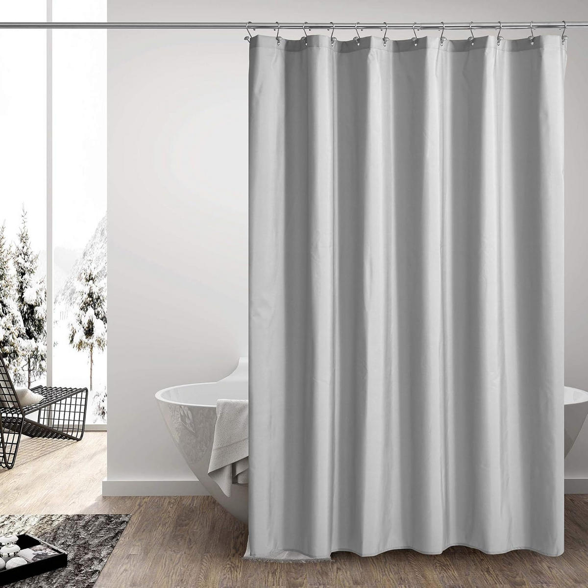 DUSCHVORHANG Grau PEVA hochwertig leicht Grau 200 cm - Grau, Kunststoff (180/200cm) - MCBOSON