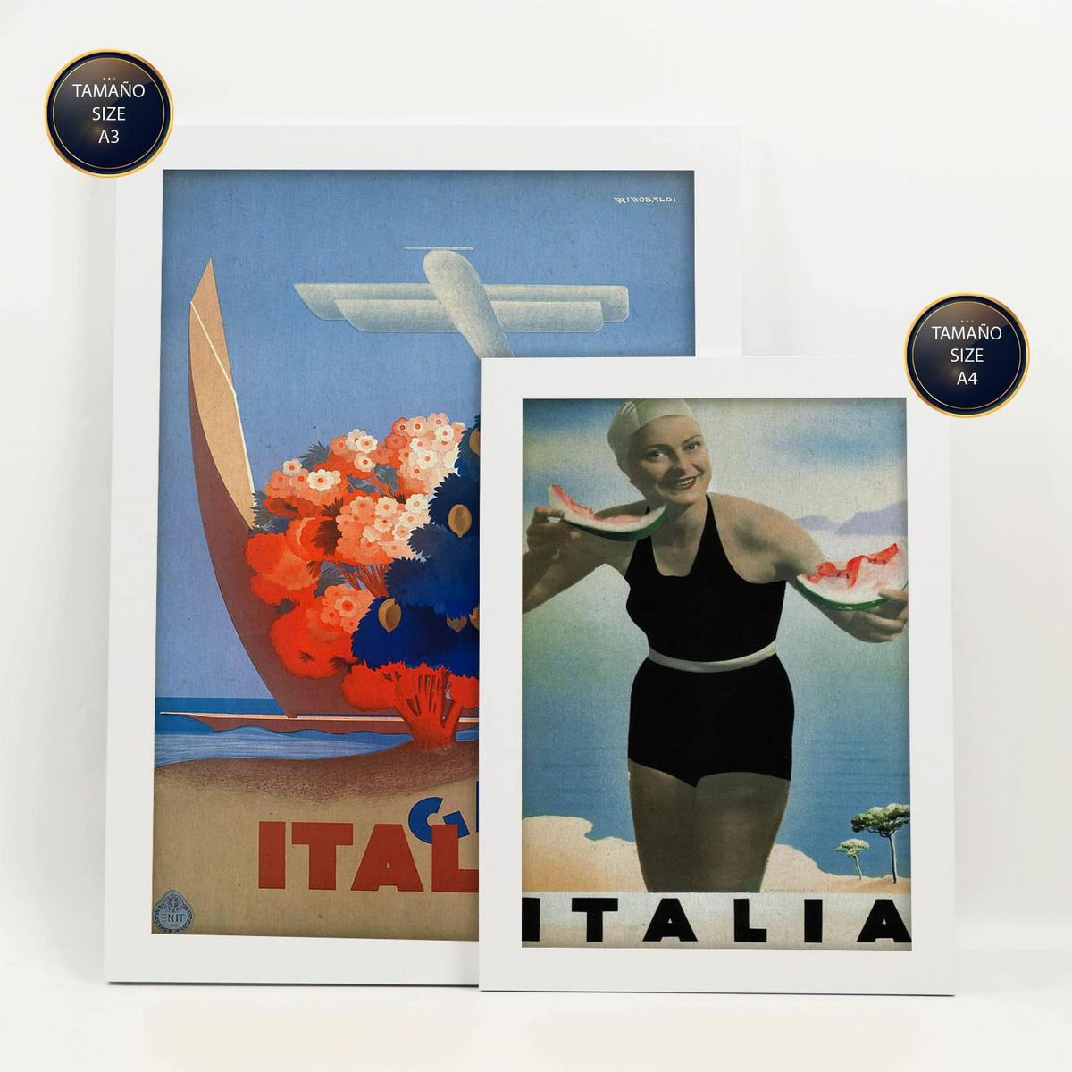 POSTER Set Mit 6 Mittelmeerländer Größe A3 & A4 Weißer Rahmen - Weiß, Papier (29.7/1cm) - Nacnic