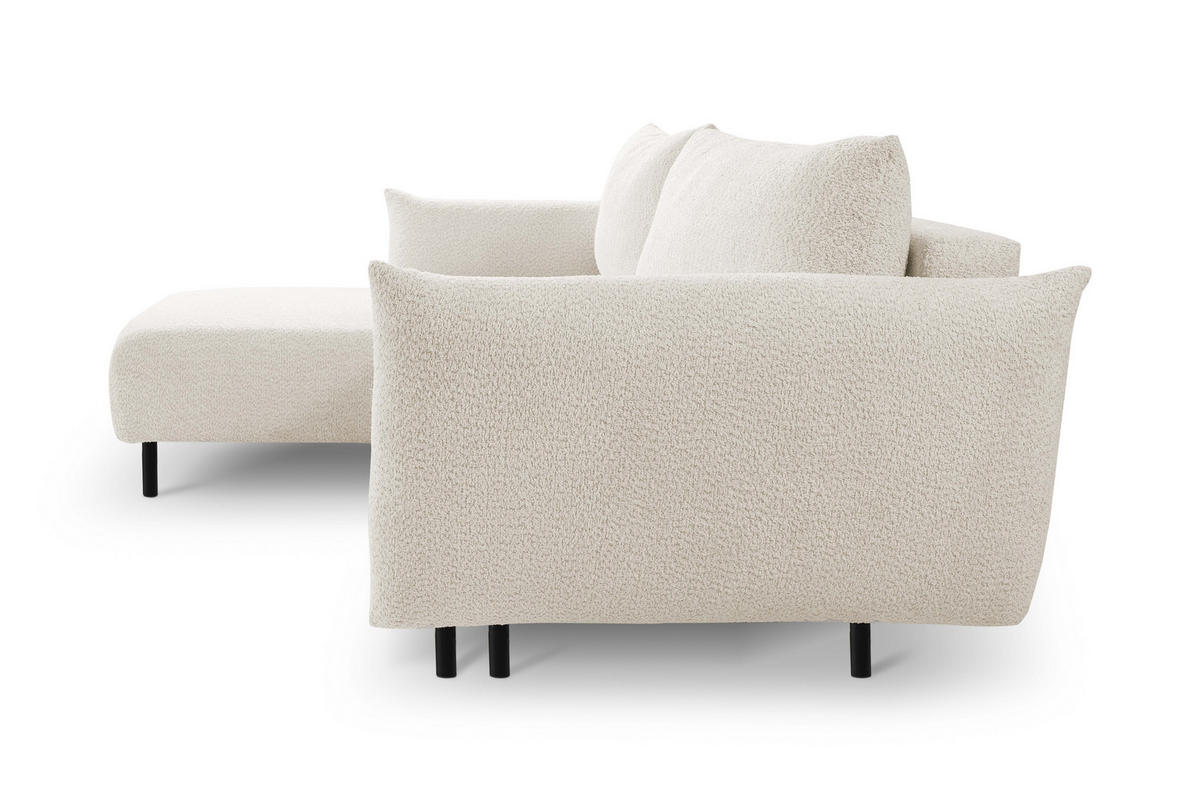 ECKSOFA ADEL mit Schlaffunktion und Bettkasten, L-förm, Metallbeine, verstellbar lose Rückenkissen, freistehend, LINKS, 171x257x90 cm, Sand-coloured - Sandfarben, Holz/Textil (171/257cm) - DomoHome