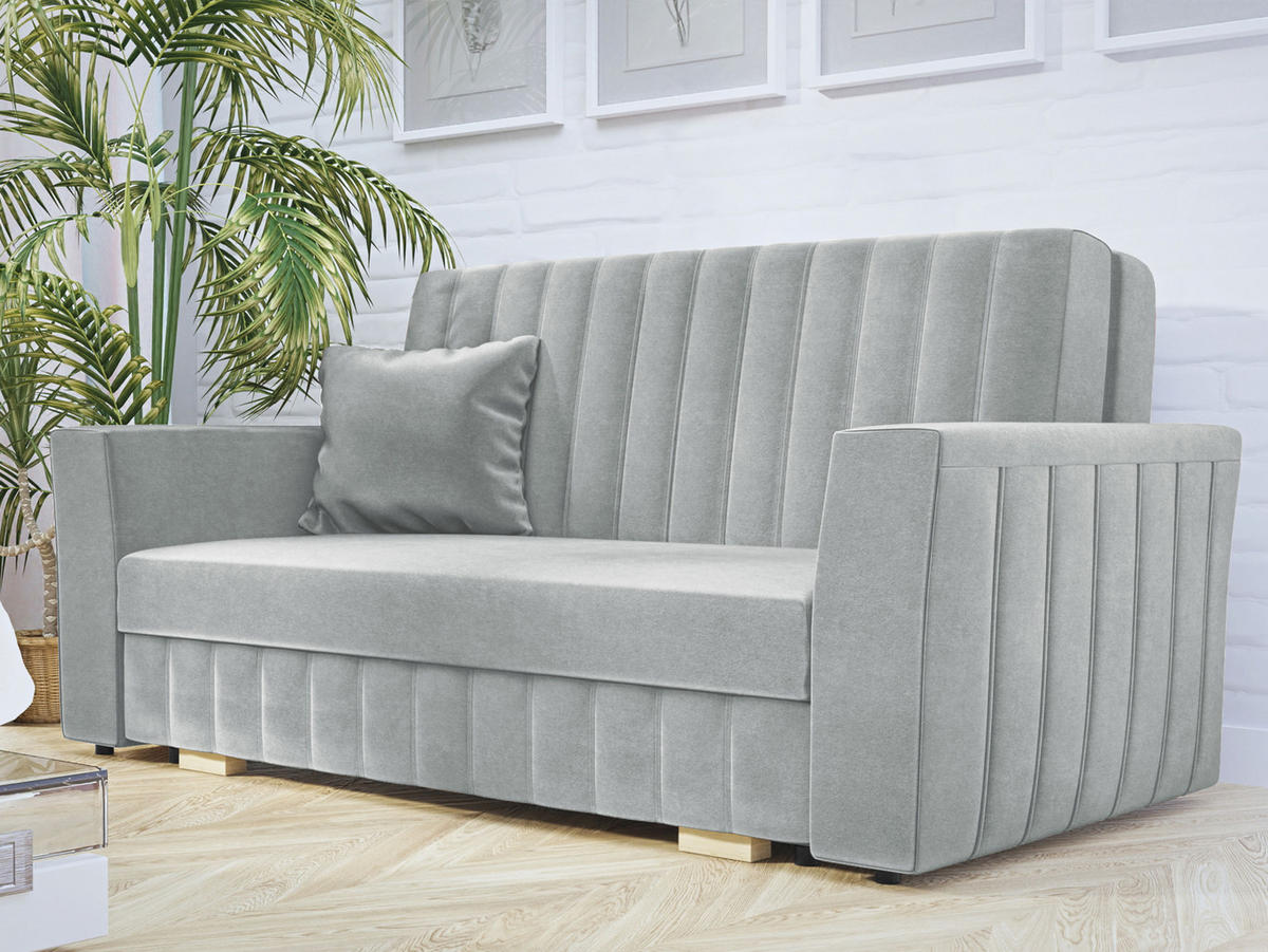 SCHLAFSOFA Viva Glam III - Hellgrau/Naturfarben, Holz/Kunststoff (160/85/98cm) - MIRJAN24