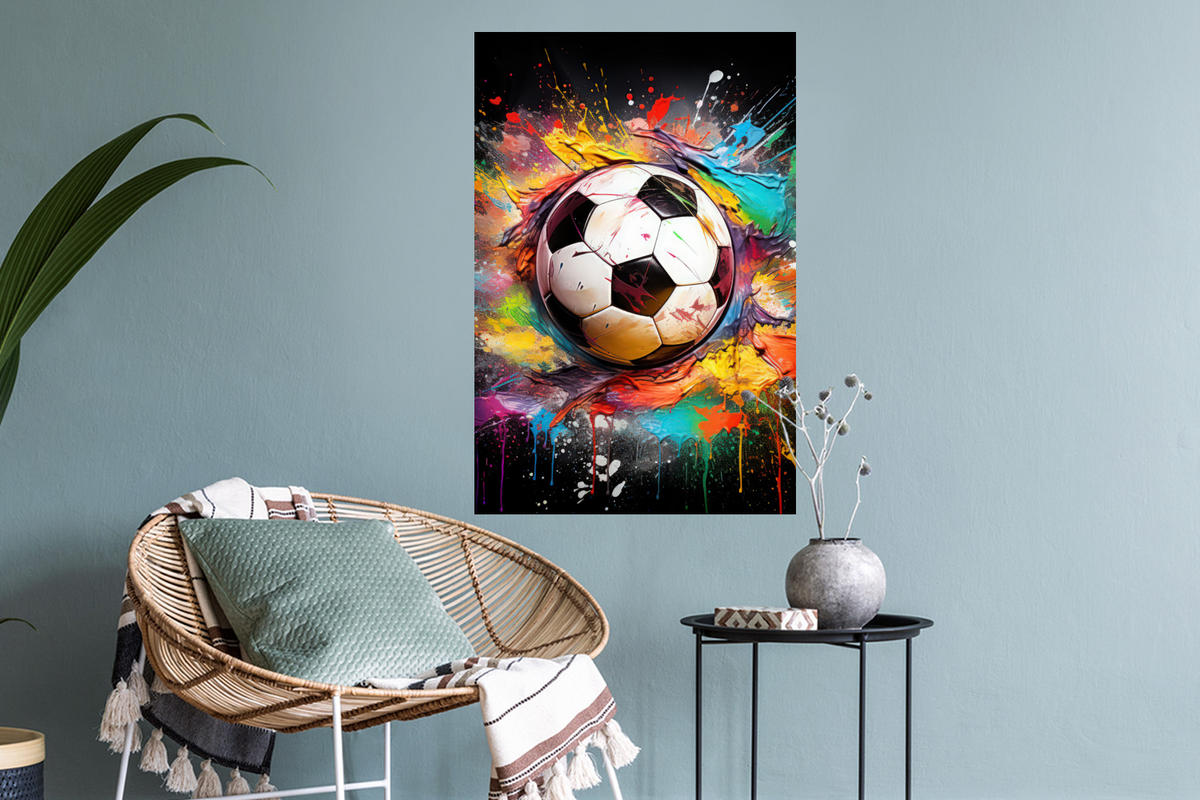 WANDTATTOO Fußball - Farbe - Farben - Schwarz - Weiß 40x60 cm - Weiß, Kunststoff (40/60/0.1cm) - MuchoWow