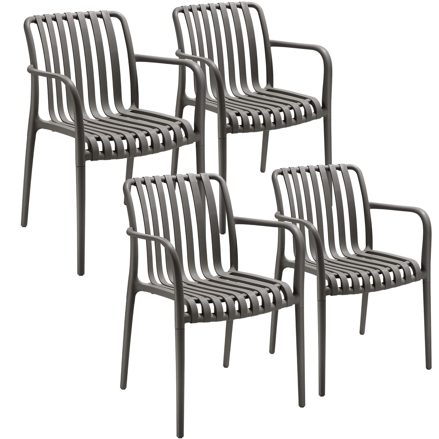 GARTENSTÜHLE Alcudia,54,5 x 58 x 80,5 cm, Belastbarkeit 120 kg,anthrazit - Anthrazit, Textil (54.5/80.5/58cm) - tectake