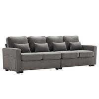 VIERSITZER-SOFA in Dunkelgrau Leinen mit 4 Kissen - Dunkelgrau, Textil (83/87/264cm) - KOMHTOM