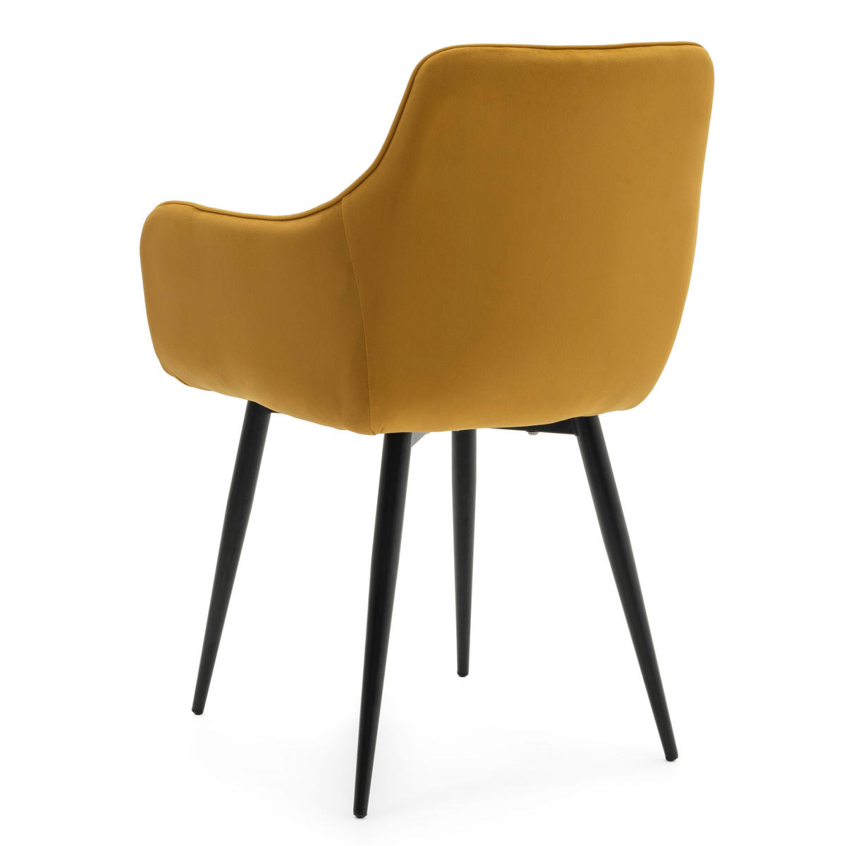 STUHL GALLO gespolstert mit Steppung - curry - Samt Velours - Currygelb/Schwarz, Textil/Metall (58/88/58cm) - NEW HOME