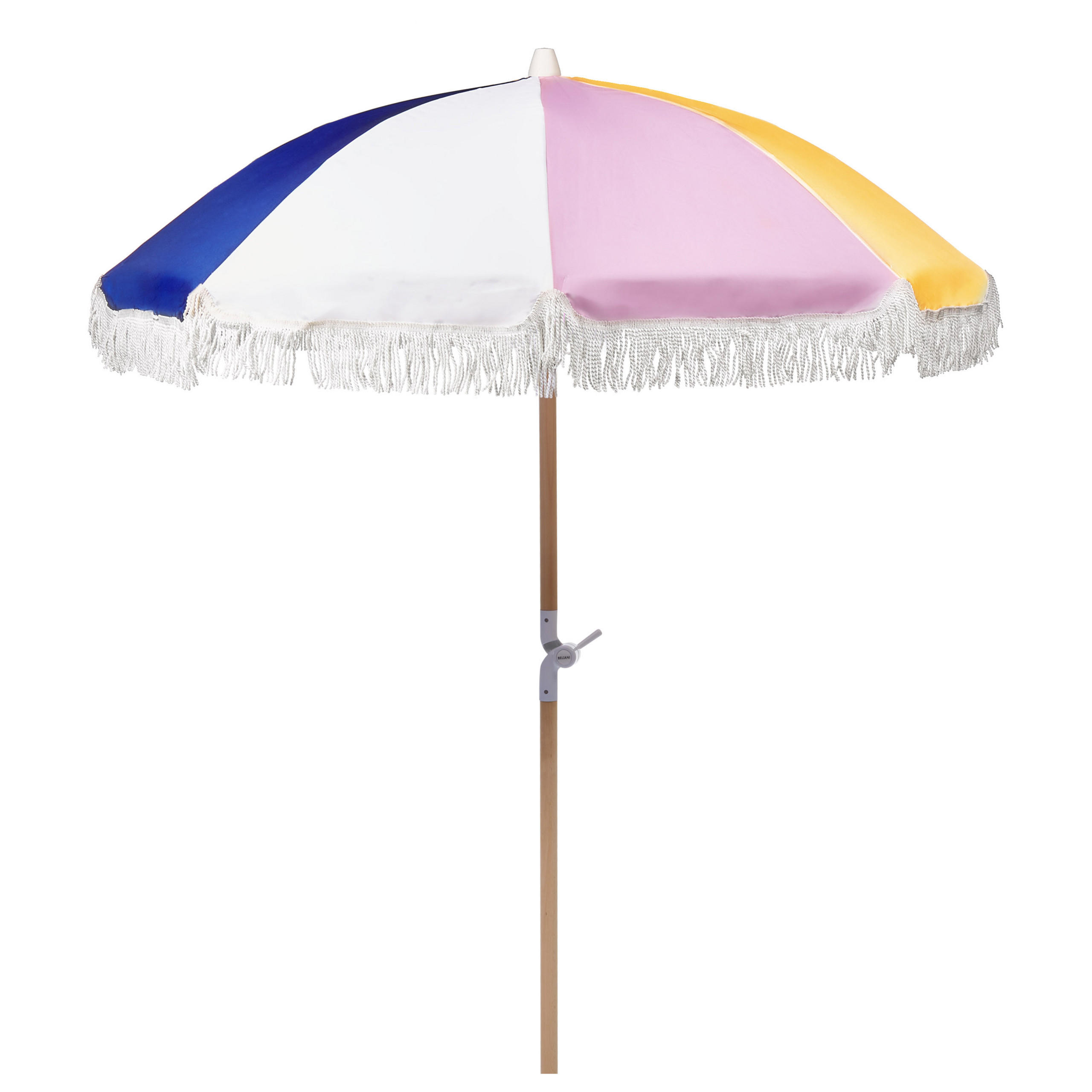 SONNENSCHIRM bunt mit Volant 150 cm Mondello - Blau/Hellbraun, Textil (150/150cm) - Beliani