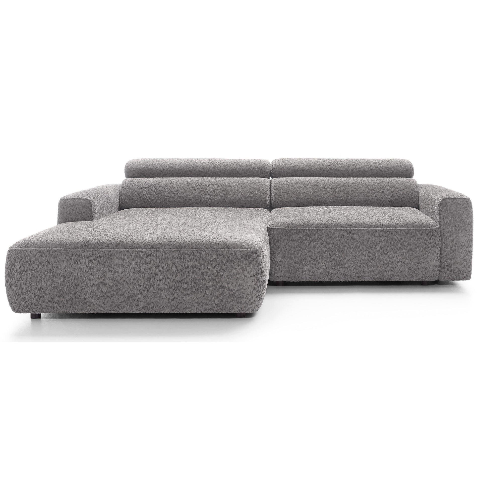ECKSOFA Fando Hellgrau Chenille - Hellgrau/Schwarz, Kunststoff/Textil (252/182cm) - Selsey