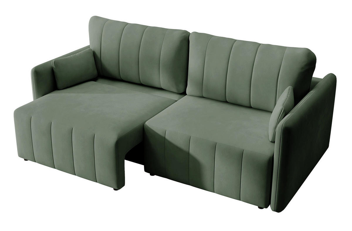 SCHLAFSOFA Pierra Hellgrün hydrophober Samt - Schwarz/Grün, Kunststoff/Textil (215/100/112cm) - Selsey