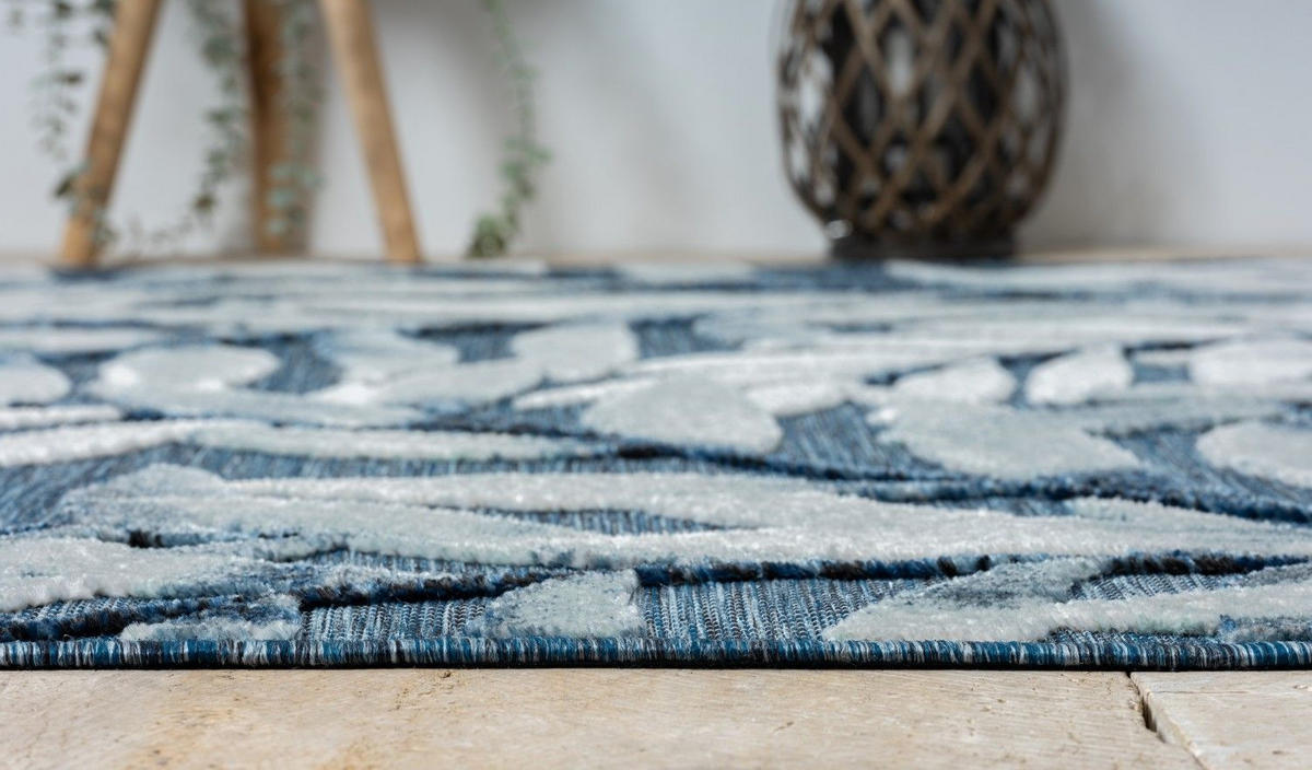 OUTDOORTEPPICH Laurel Dunkelblau,Hellgrau,Anthrazit 80/150 cm - Dunkelblau, Textil (80/150cm) - My-Rug