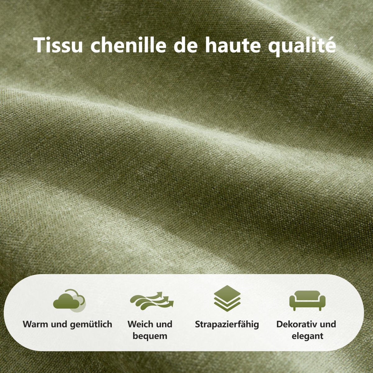 MODULSOFA aus Chenille mit rahmenlosem Komfortdesign Grün - Grün, Textil (95/76/358cm) - Modenvie