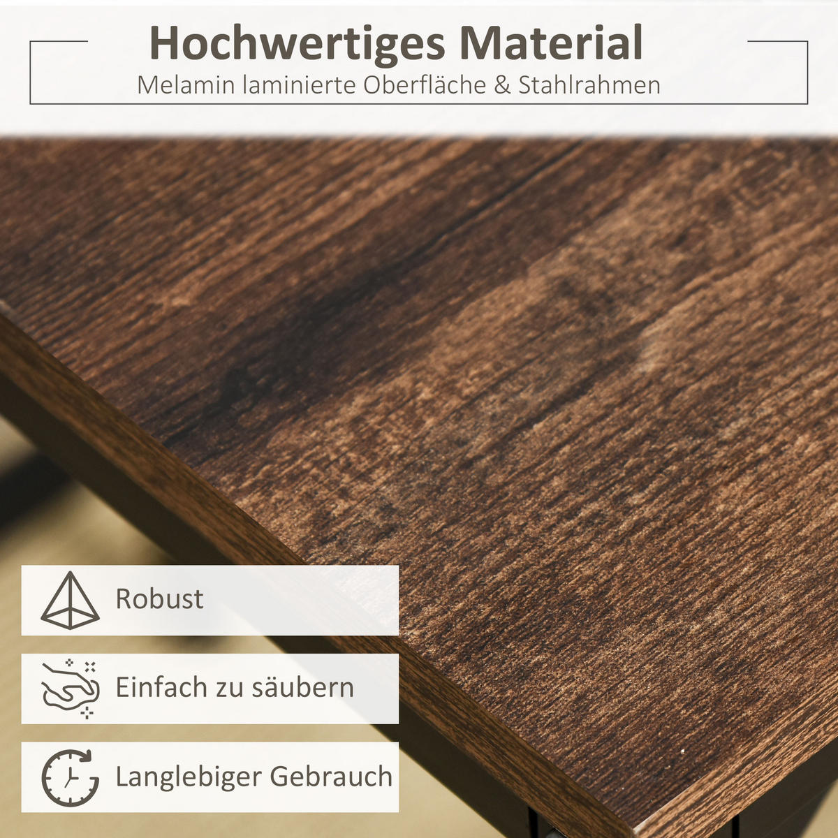 BARTISCH-SET Stehtisch mit 4 Barhockern 5-teiliges Tischset Stahl Braun - Braun, Kunststoff (60/88/100cm) - HOMCOM