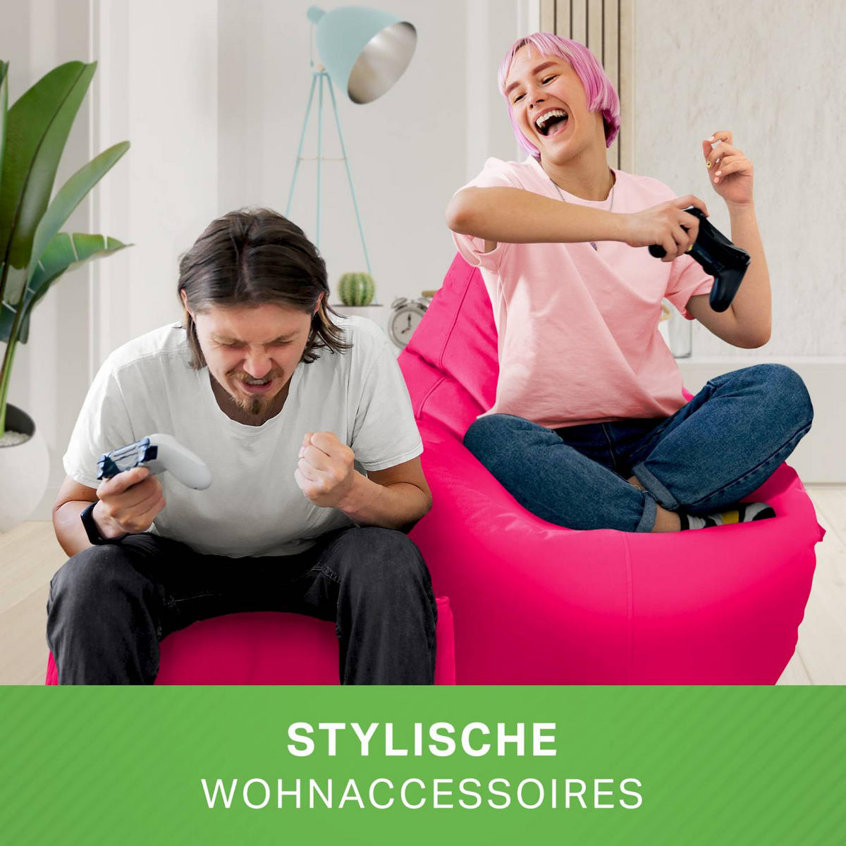 SITZSACK + Hocker "Cozy+Cube" 2er Set - Pink, Textil (70/90/80cm) - Green Bean