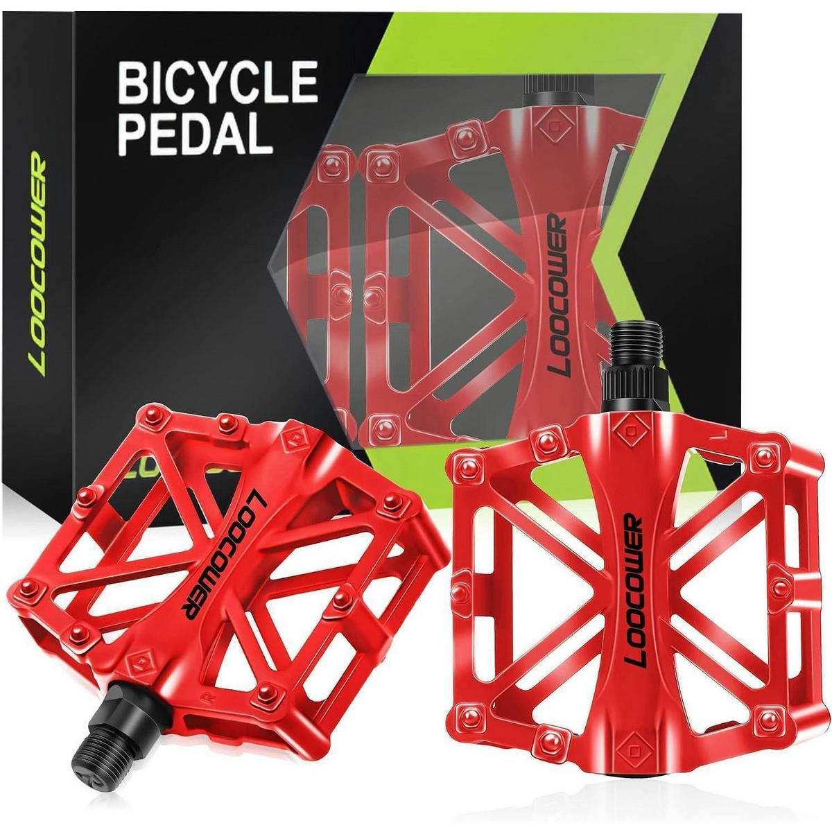 FAHRRADPEDALE Aluminiumlegierung Rot 9/16 Zoll Set - Rot, Metall (10/2.5/12cm)