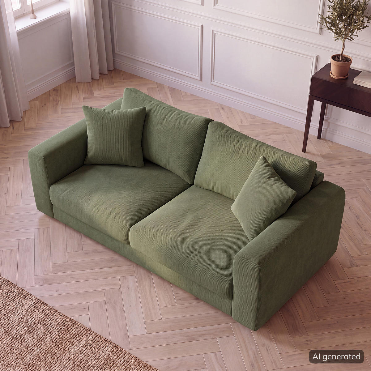 2,5-SITZER SOFA - Schwarz/Grün, Holz/Kunststoff (182/79/106cm) - home24
