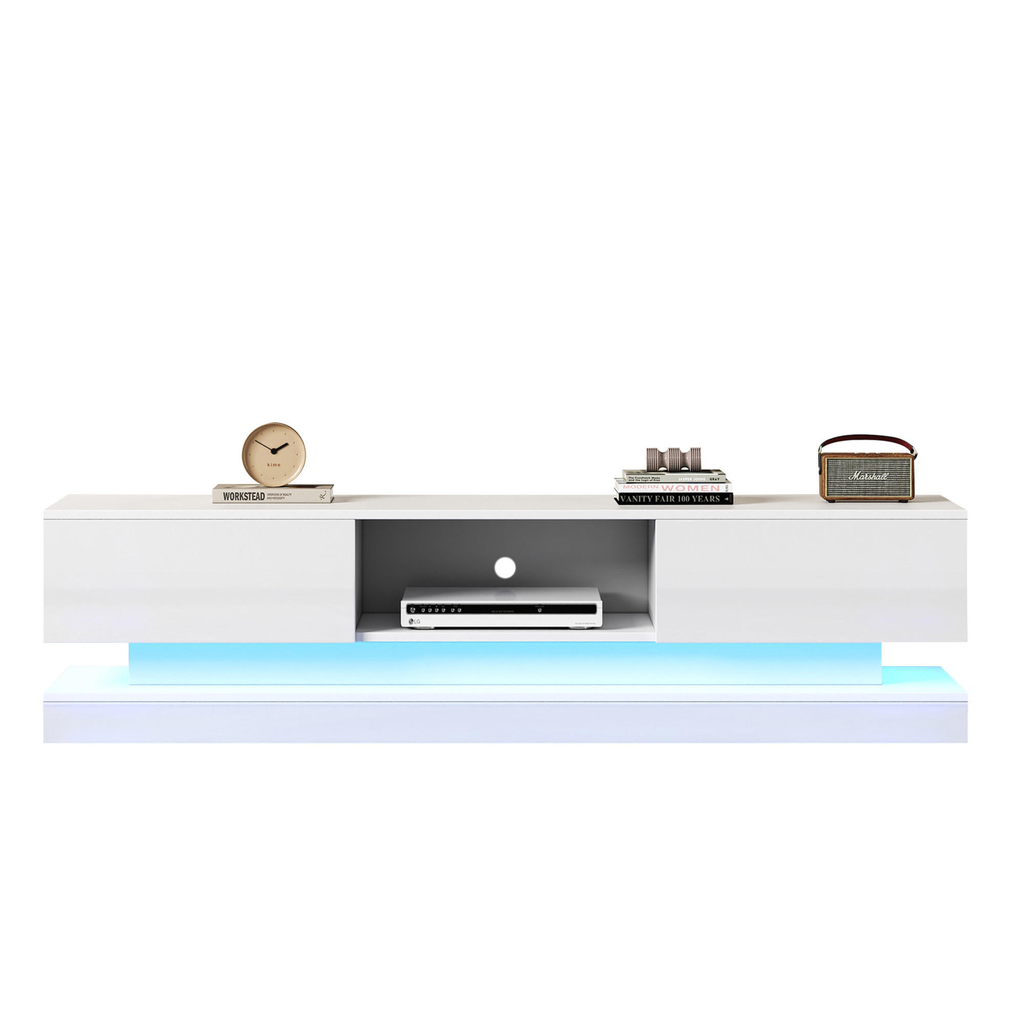 TV-ELEMENT mit LED 160 x 35 x 40,5 cm Hochglanz Weiß - Weiß, Holzwerkstoff (35/40.5/160cm) - Beauniv
