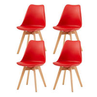 ESSZIMMERSTUHL 4er Set Rot Kunstleder Massivholz Buche - Rot, Kunststoff (47.5/82/41cm)