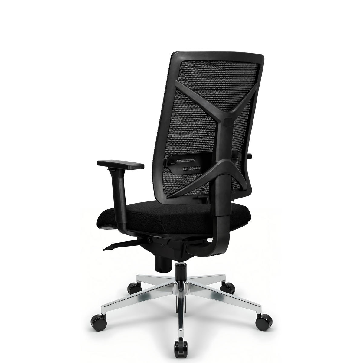 BÜROSTUHL V1801 Stoff/Mesh Schwarz - ergonomisch, 150 kg belastbar, Sitzhöhe 47-59cm - Schwarz, Kunststoff/Textil (65/105/65cm) - Versee