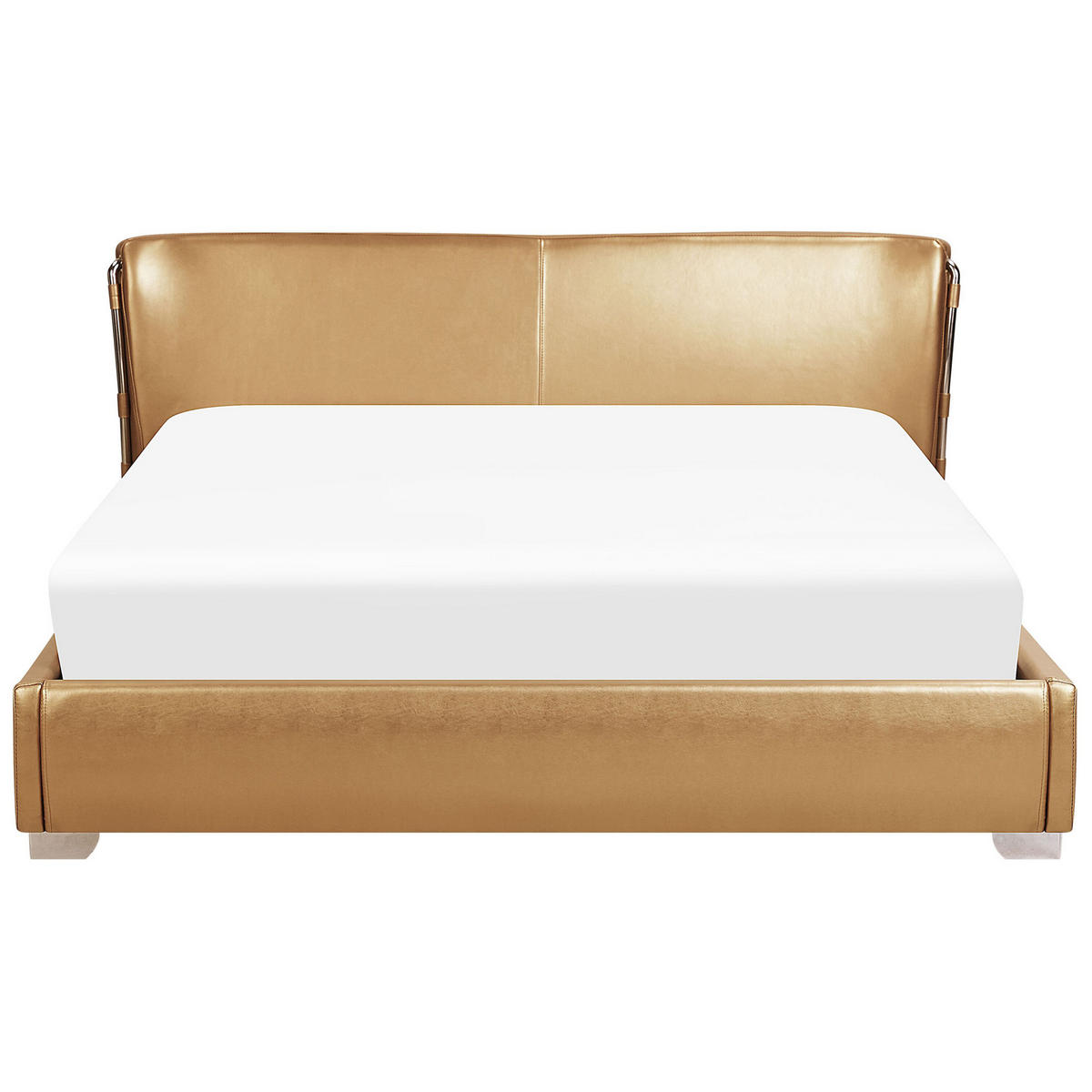 LEDERBETT 180/200cm Gold Paris - Goldfarben, Leder (180/200cm) - Beliani