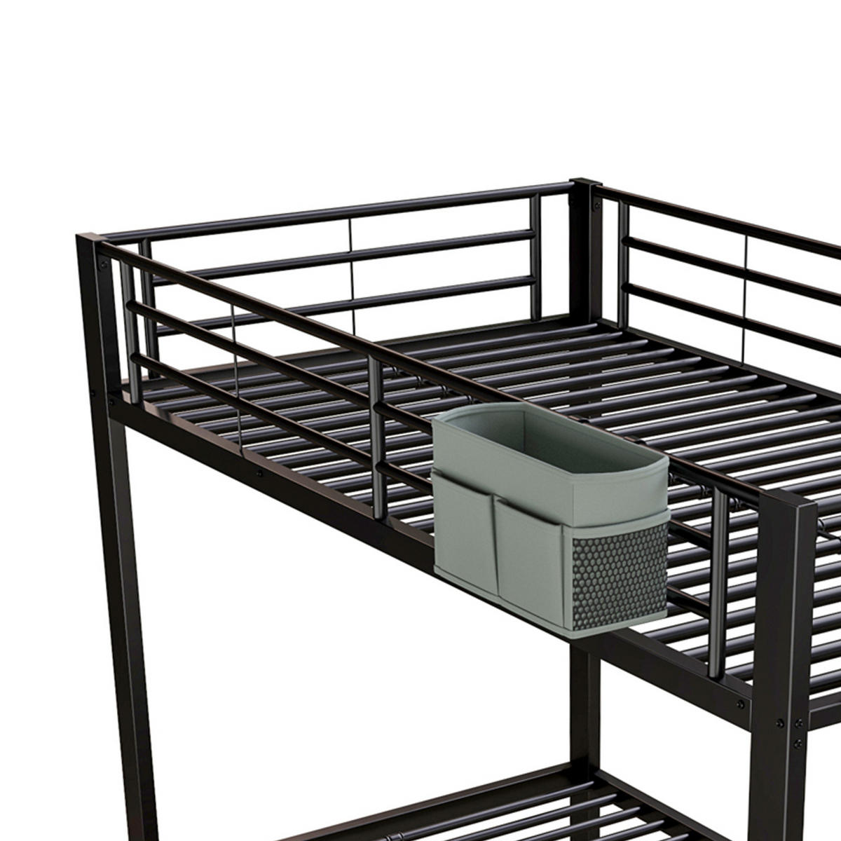 ETAGENBETT Eisen Schwarz - Schwarz, Metall - Raumix