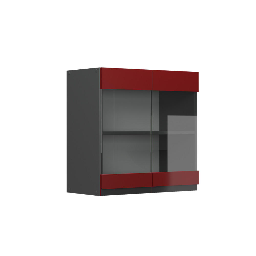KÜCHENGLASSCHRANK R-Line Rot 60 cm J-Shape - Anthrazit/Rot, Holzwerkstoff (60/60/31cm) - Vicco