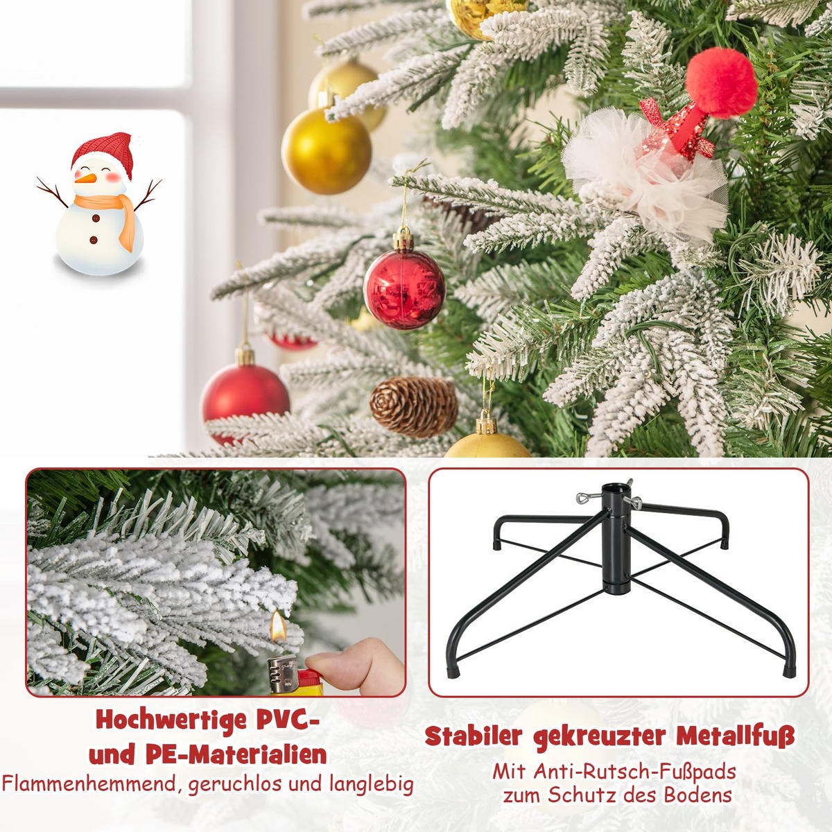 WEIHNACHTSBAUM mit 470 warmweißen LED-Lichtern 225 cm grün - Grün, Metall (225cm) - COSTWAY