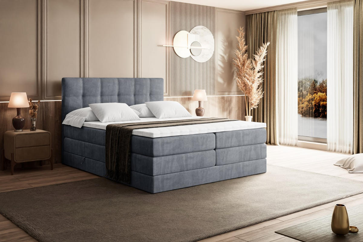BOXSPRINGBETT MARCE KING - 160x200 - H3/H4 - Grau - Grau, Holzwerkstoff (160/200cm) - ALTDECOR