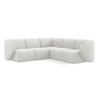 ECKSOFA Bouclé Stoff Weiß - Schwarz/Weiß, Holzwerkstoff/Kunststoff (251/251cm) - Makamii