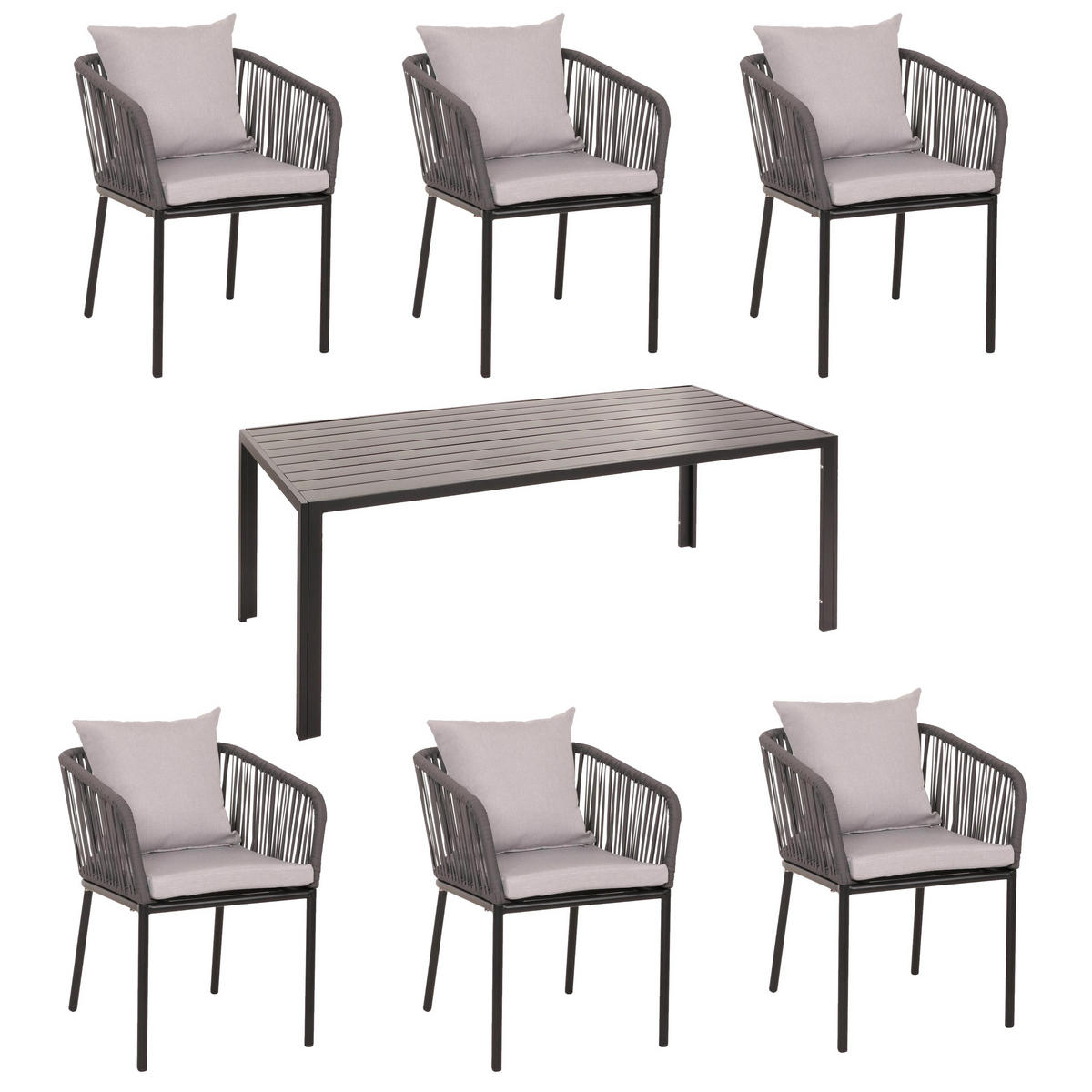 GARTENGARNITUR Anthrazit, Grau 7-teilig-Set - Anthrazit/Grau, Metall - MCW