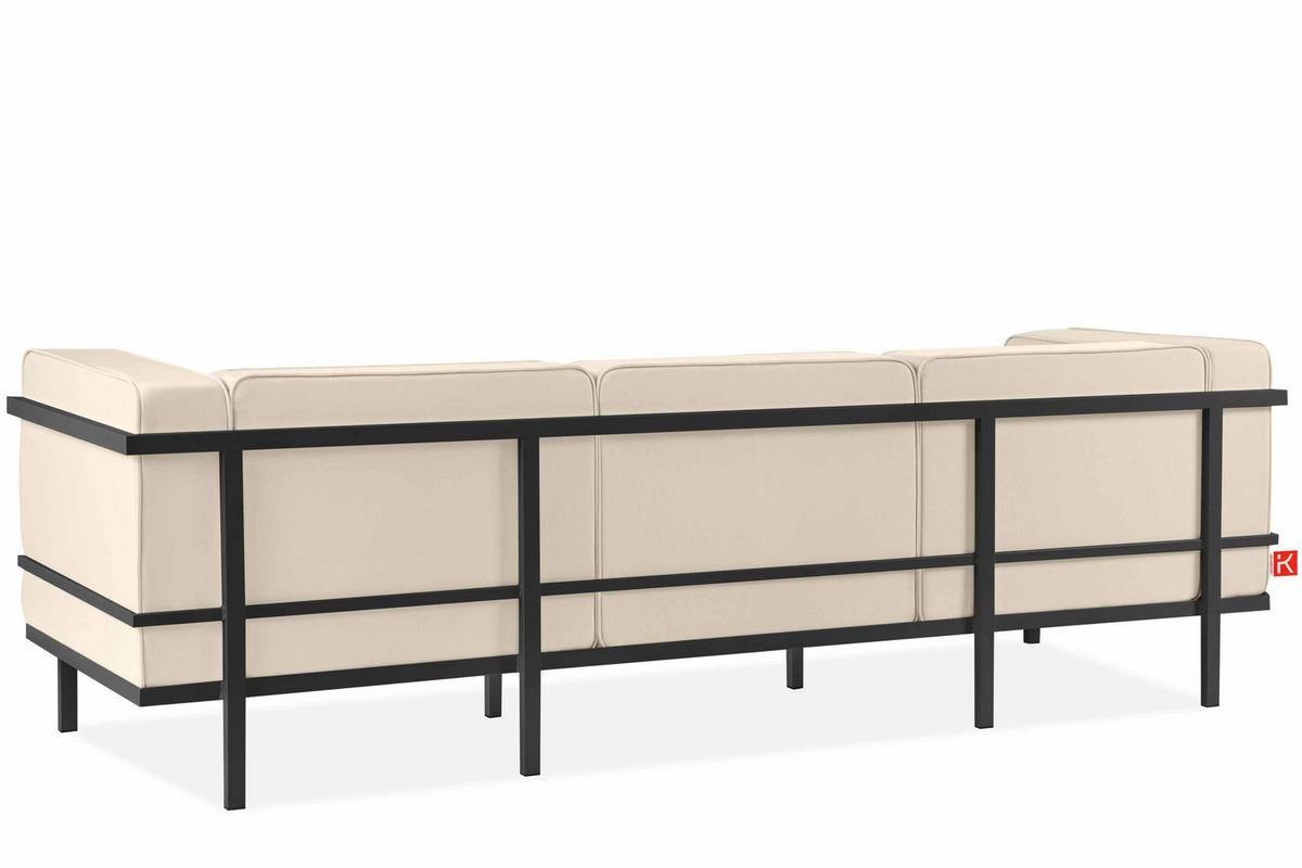 GARTENSOFA TRIGLO 3-Personen, Stahlrahmen, Modern, Dunkelgrau/Cremeweiß - Dunkelgrau/Creme, Textil/Metall (229/70/69cm) - KONSIMO®