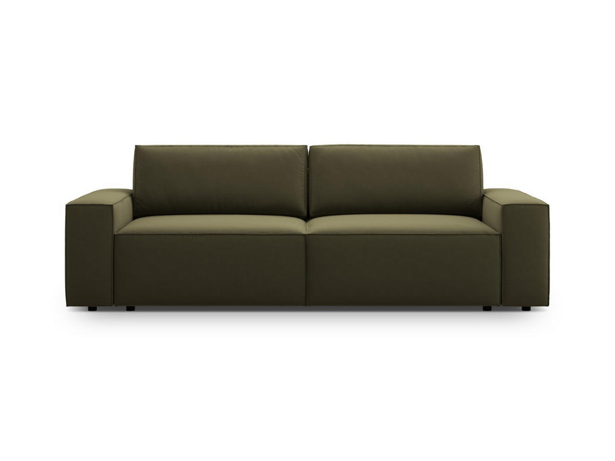 SOFA ausklappbar mit Bettkasten Jodie aus Samt grün 3 Sitzplätze - Grün, Textil (107/86/247cm) - Micadoni