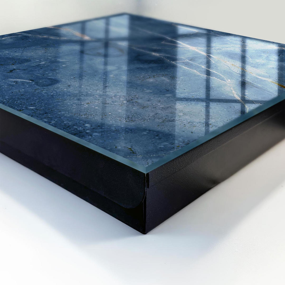 SCHLÜSSELBOX Schwarz 30x30 cm- Türöffnung nach rechts - Blauer Marmor - Blau, Metall (30/30/5cm) - TULUP