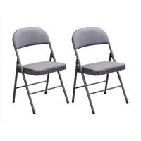 KLAPPSTUHL 2er-Set - Samt & Metall - Grau - ORTENSIA - Grau, Textil (49/79/46cm) - Vente-Unique