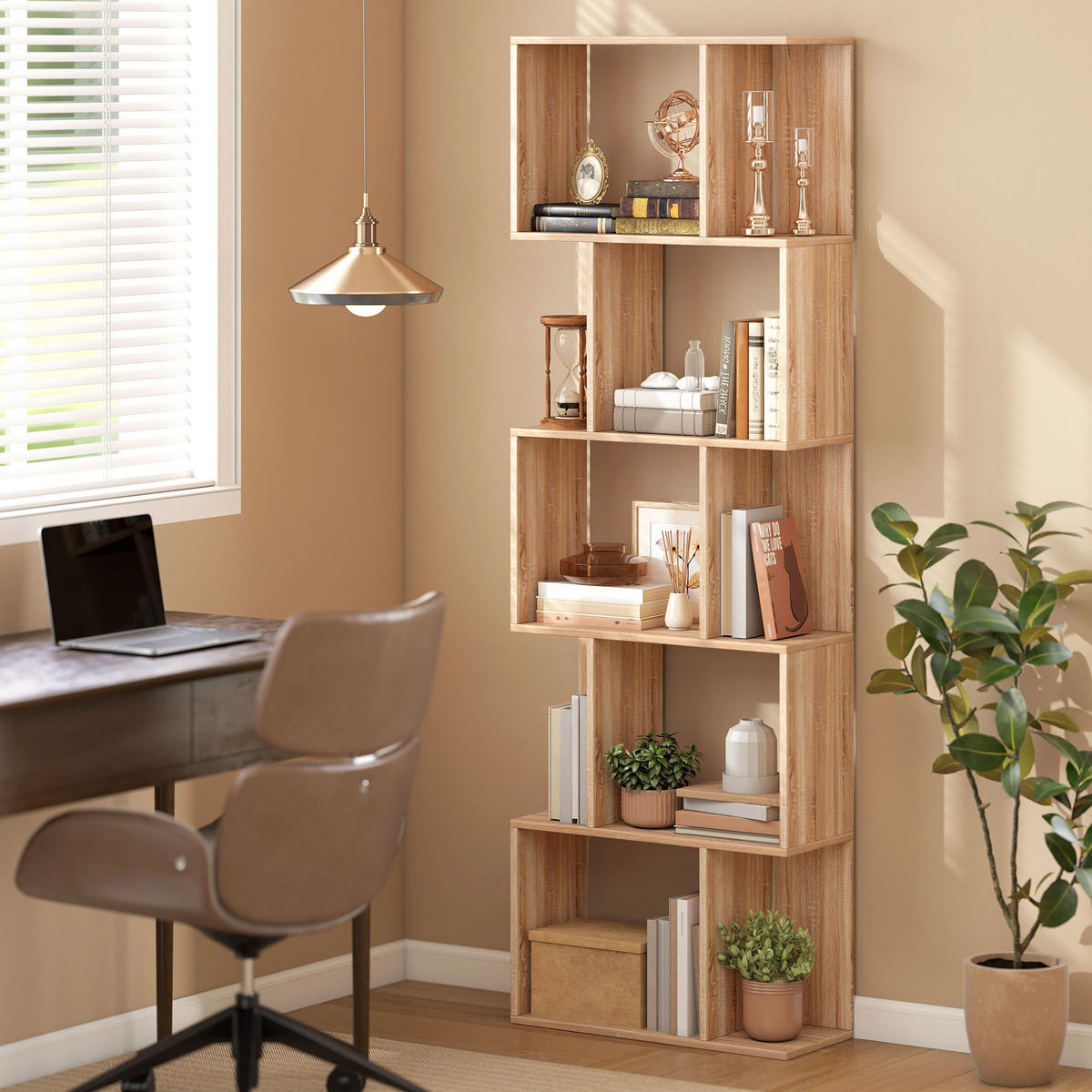 REGAL DE-15540 60/24/184 cm, S-Form Naturholz - Naturfarben, Holzwerkstoff (60/184.5/24cm) - ComfortXL