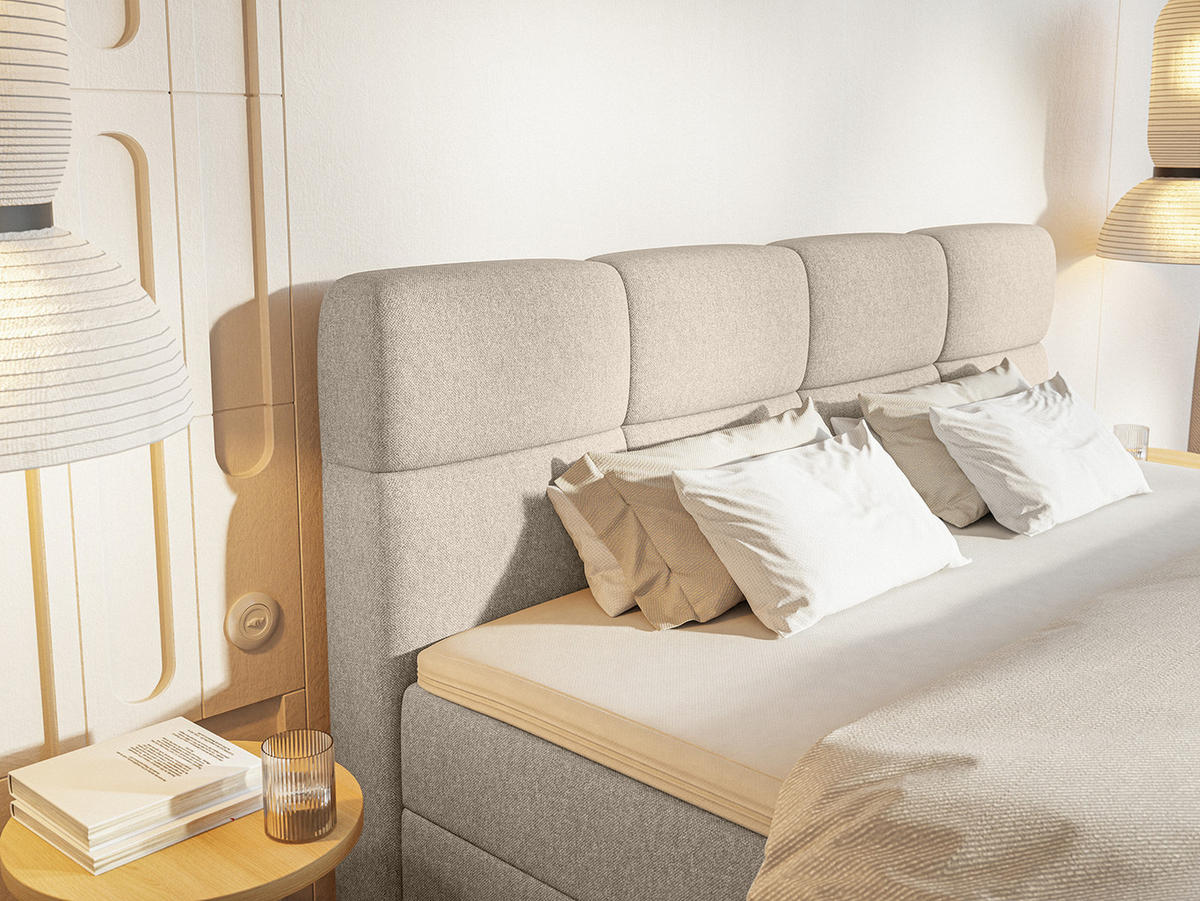 BOXSPRINGBETT ALZEA 200x200 cm, Beige - Beige, Textil (200/200cm) - Fedve