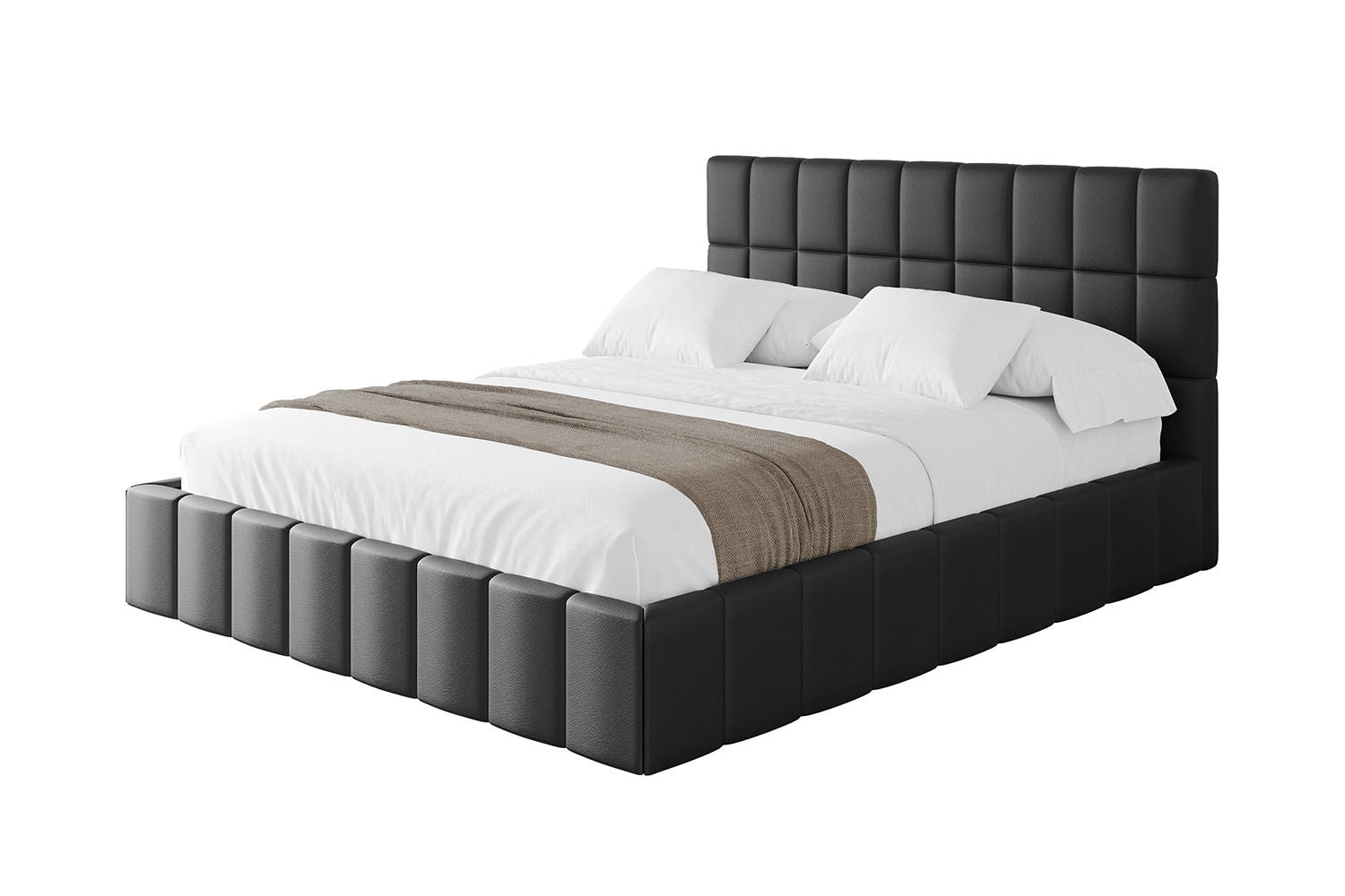 POLSTERBETT mit Bettkasten und Lattenrost, Boxbett ohne Matratze - AMEA 180x200 Schwarz Kunstleder - Schwarz Hochglanz, Holzwerkstoff/Textil (180/200cm) - ALTDECOR