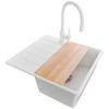 GRANITSPÜLE Kopenhagen, 2-er set Weiß 55/50 cm 1 Becken + Küchenarmatur 38/14 cm + Ablauf-Set + Schneidebrett ab 40er Unterschrank - Chromfarben/Beige, Kunststoff (55/20/50cm) - Primagran