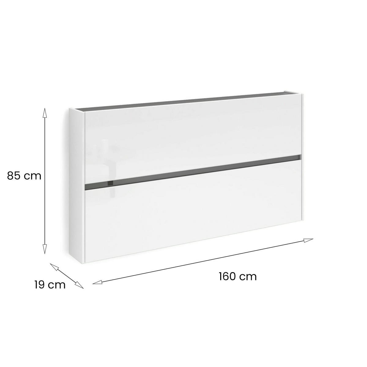 SCHUHSCHRANK Glänzendes Weiß 19/160/85 cm - Weiß, Holzwerkstoff (160/85/19cm) - DMORA