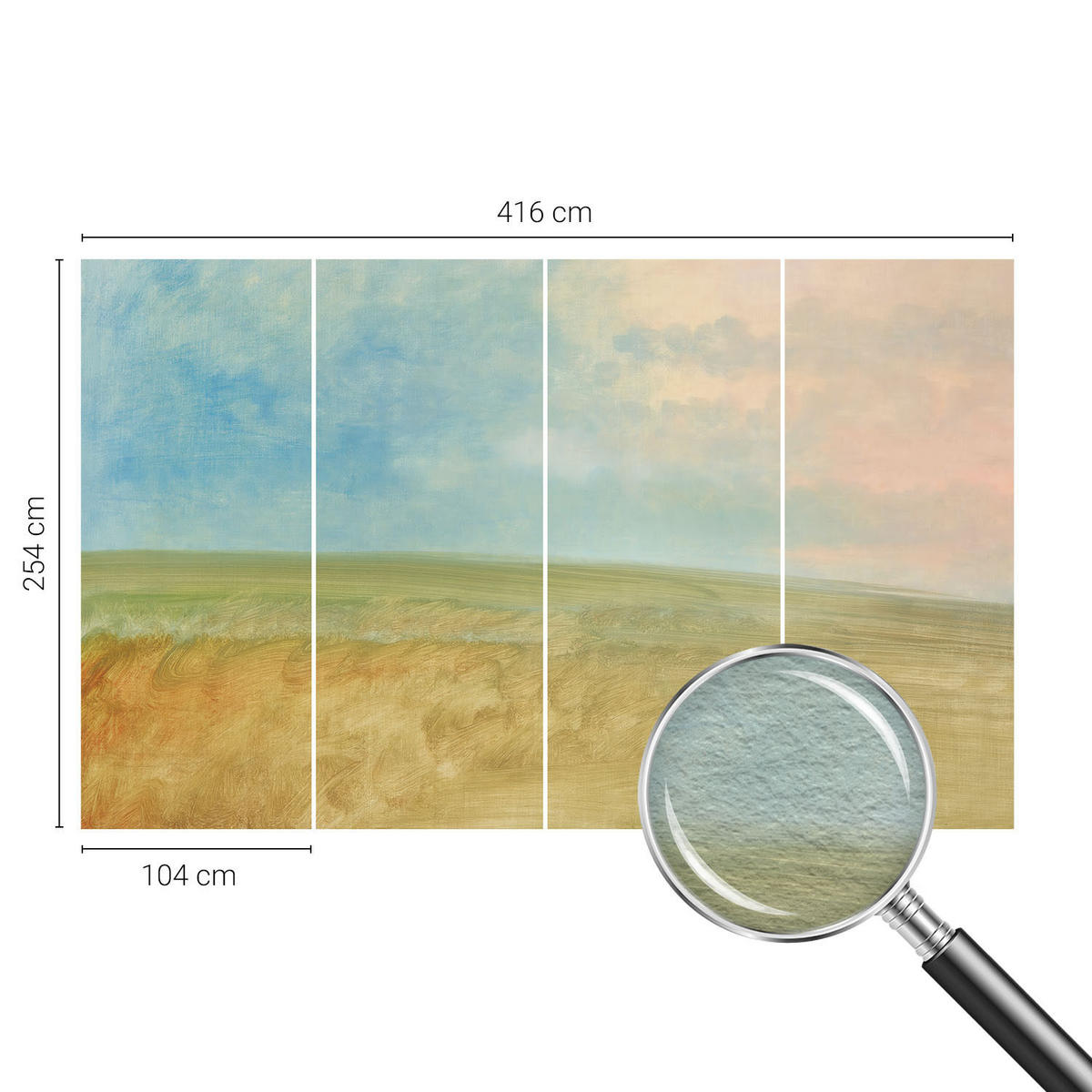 FOTOTAPETE 416x254 cm - Pastellfelder - Blau, Textil (416/254cm) - Wallfluent
