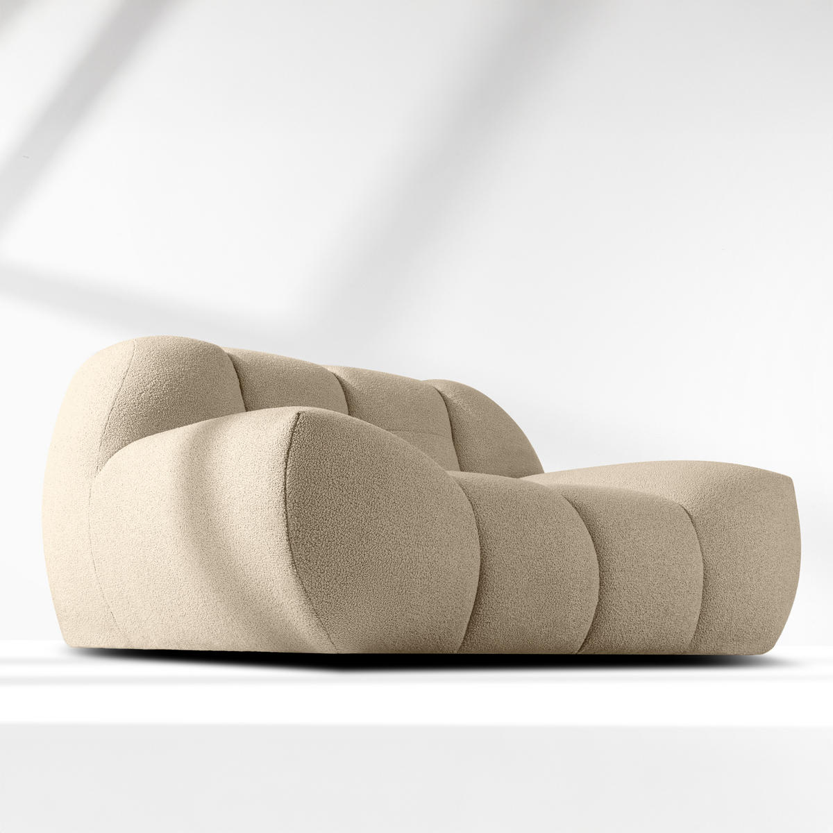 SESSEL VENA Bouclé, Hellbeige - Beige, Holz/Textil (135/72/105cm) - KONSIMO®