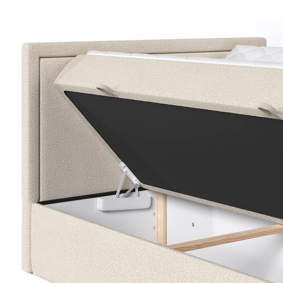 BOXBETT Jodan 140/200 cm Beige im Baloo Stoff - Beige/Schwarz, Holz/Holzwerkstoff (140/200cm) - AltaBeds