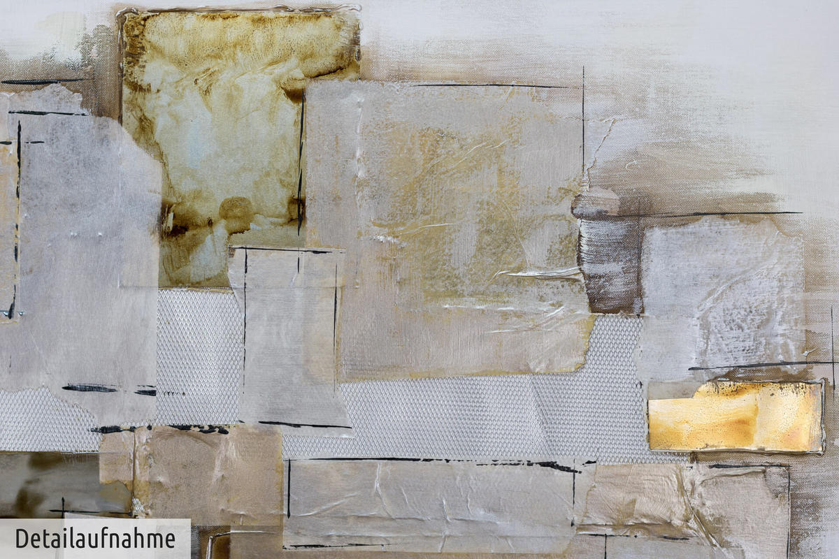 ACRYLBILD HANDGEMALT 120/60 cm - Weiß/Braun, Holz/Textil (120/60cm) - KUNSTLOFT