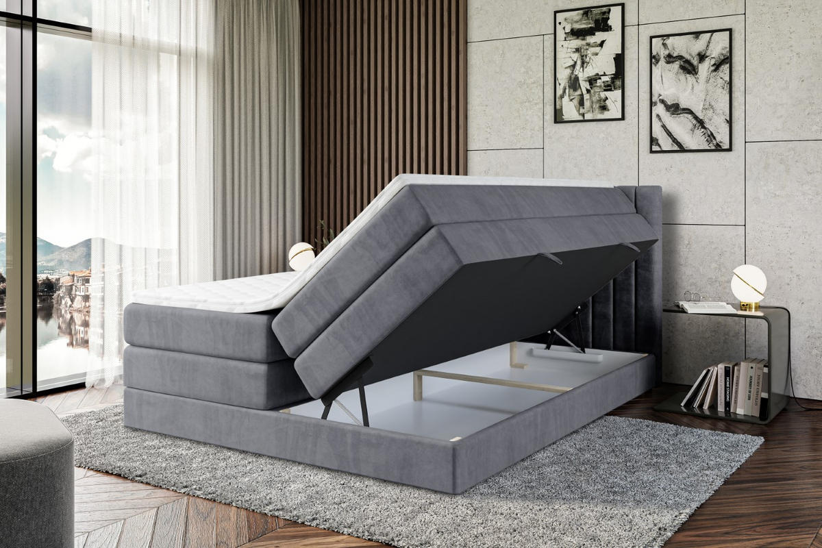 BOXSPRINGBETT IDRIKO KING - 120x200 - H3/H4 - Dunkelgrau - Dunkelgrau, Holzwerkstoff (120/200cm) - ALTDECOR