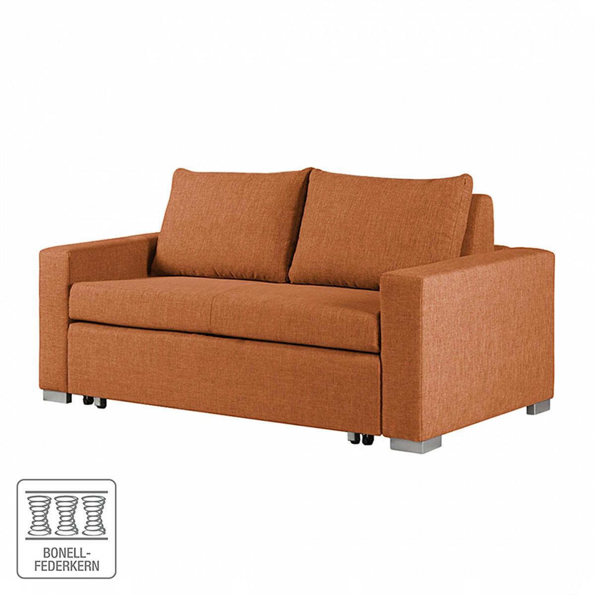 SCHLAFSOFA - Silberfarben/Orange, Textil (173/90/90cm) - home24