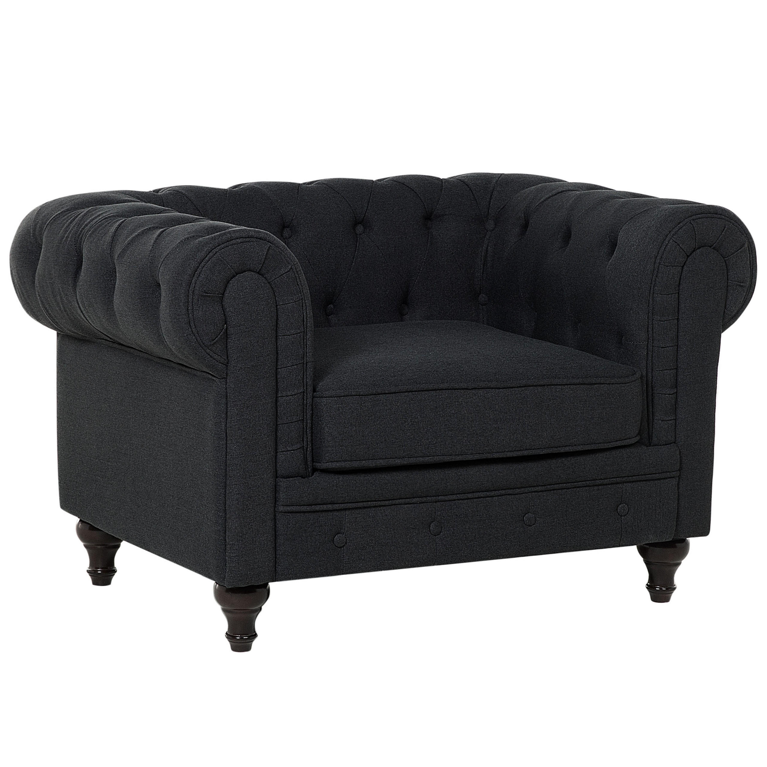 SESSEL Polsterbezug graphitgrau Chesterfield - Graphitfarben, Textil (110/70/75cm) - Beliani