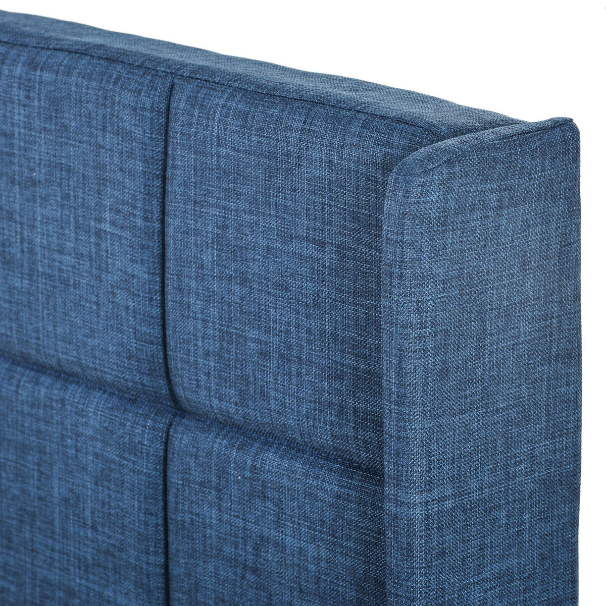 POLSTERBETT 90/200 cm Blau aus Leinen mit Lattenrost und gepolstertem Kopfteil - Blau, Textil (90/200cm) - Flora Grace