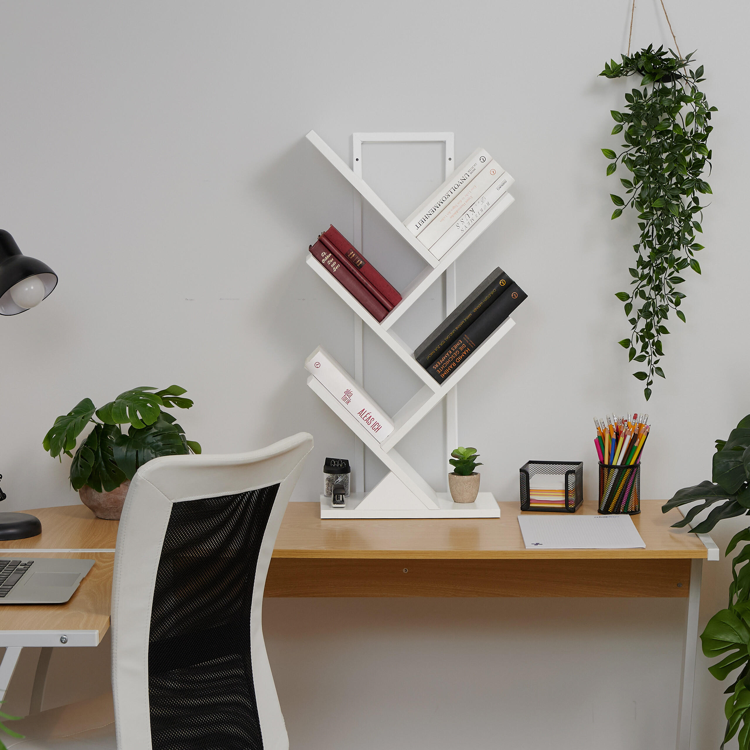 BÜCHERREGAL - Weiß, Holzwerkstoff/Metall (40/71/21.5cm) - Relaxdays